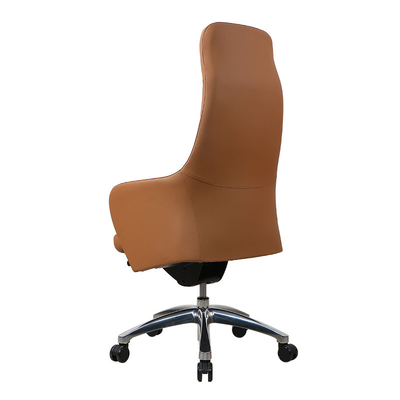 Aluminum Brown Ergonomic Office Leather Chair 70mm Gas Spring Executive Mesh Chair