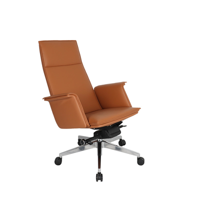 Orange Ergonomic Computer Chair High Density Leather Memory Foam Office Chair
